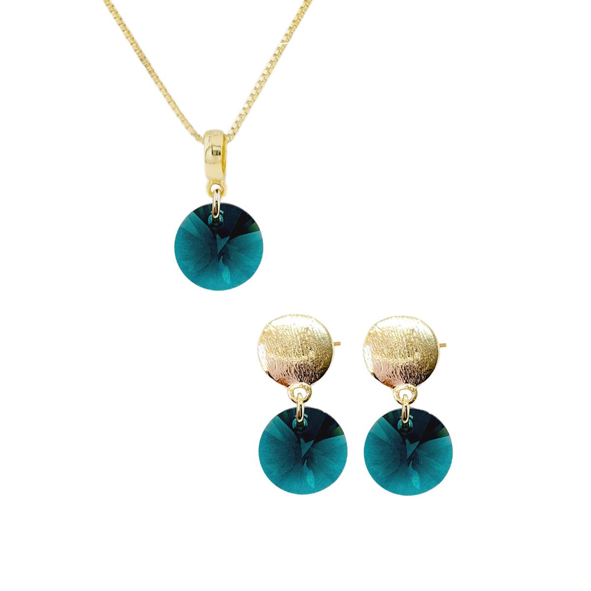 JOYAS MONTERO - Conjunto Amelia Gold 24K creado con cristales de Swarovski® Emerald