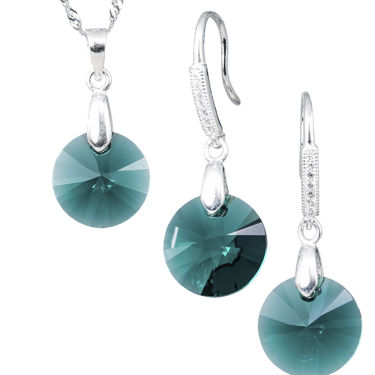 JOYAS MONTERO - Conjunto Madrid Plata 925 creado con cristales de Swarovski® Emerald