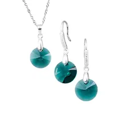 JOYAS MONTERO - Aros Collar Conjunto Madrid Cristales Genuinos Emerald Shimmer
