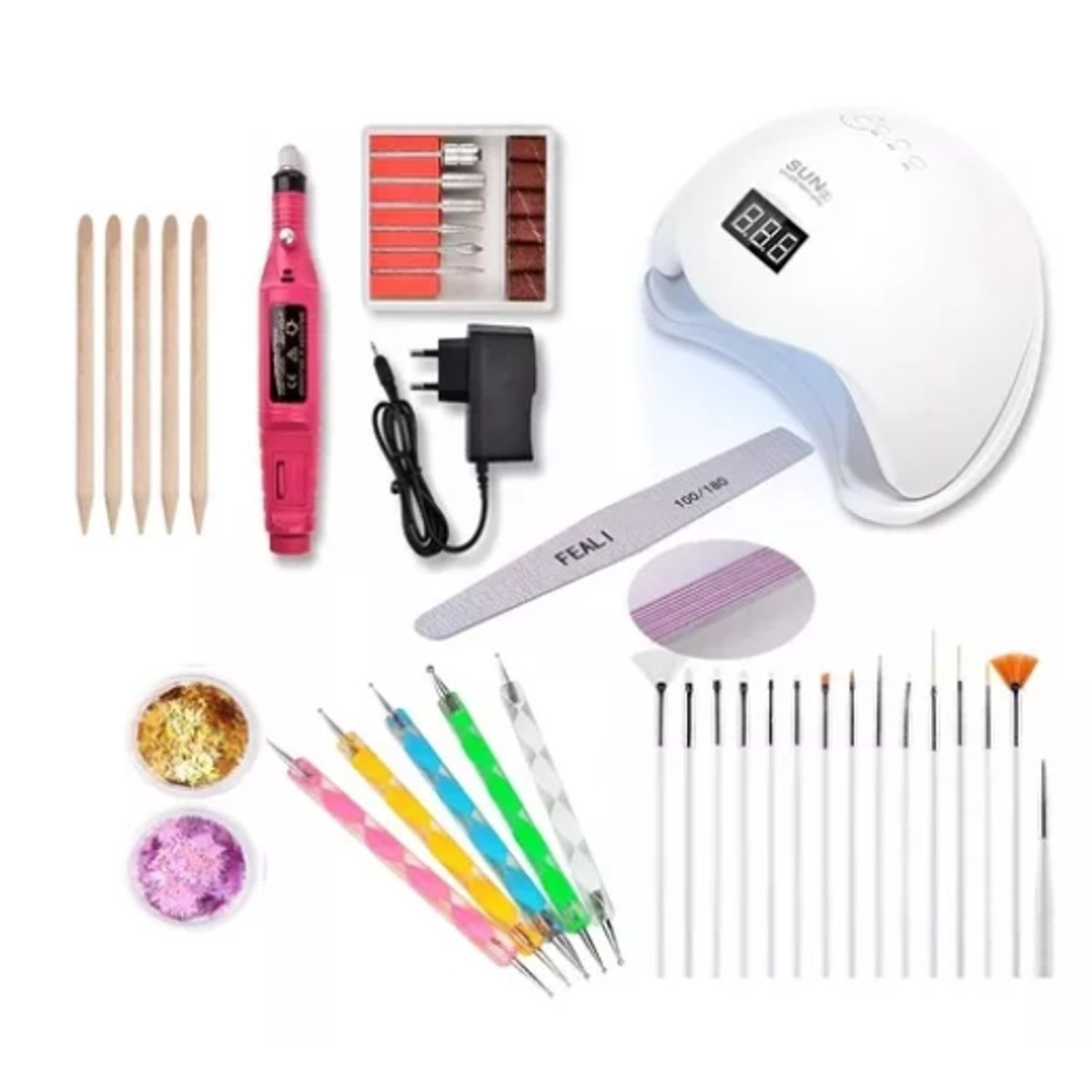 GENERICO - Kit Para Manicura Pedicure Nail Art  Lampara 48w - Torno