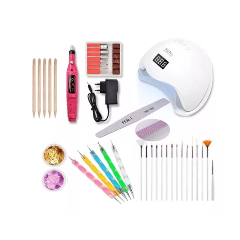 GENERICO - Kit Para Manicura Pedicure Nail Art  Lampara 48w - Torno