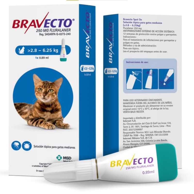 BRAVECTO - Pipeta Antipulgas Bravecto Gato - 2,8 A 6,25 Kg