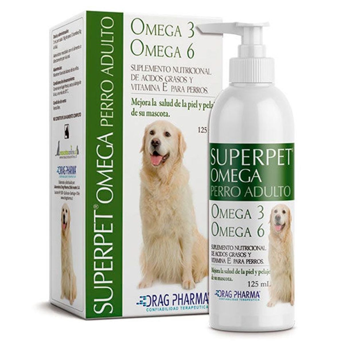 DRAG PHARMA - Suplemento Superpet Perro Adulto Omega 3 y 6 Vit E 125ml DRAG PHARMA