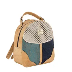 RC CORK - Mochila Portalegre mujer beige azul celeste blanco de Corcho