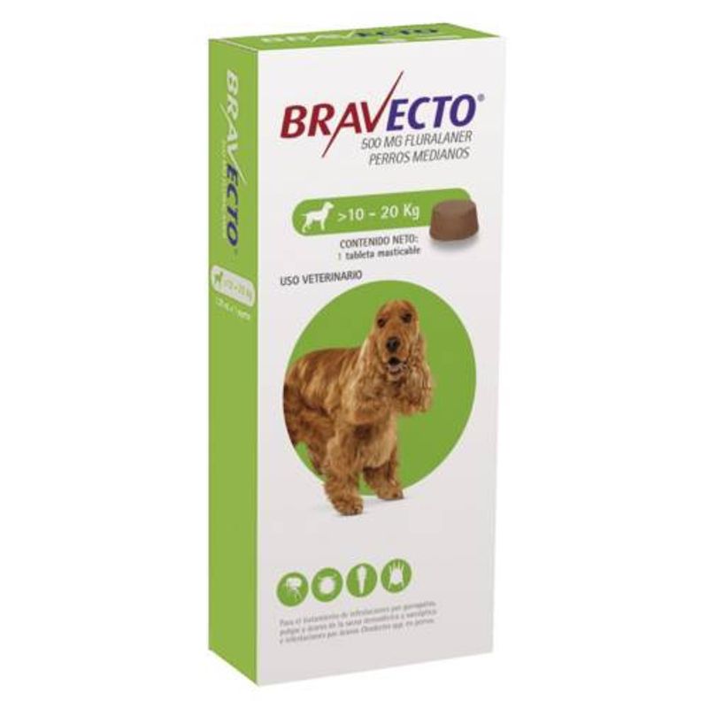 BRAVECTO - Bravecto 10kg a 20kg - Antiparasitario Perros - Dura 3 meses
