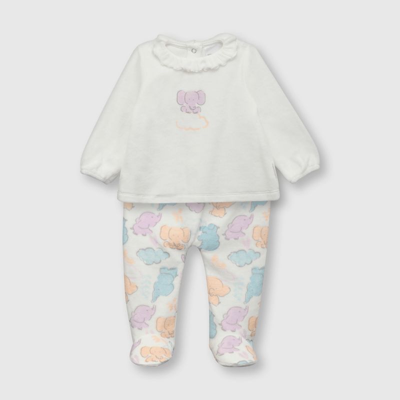 COLLOKY - Clemente de bebe niña elefantitos blanco (0 a 9 meses)