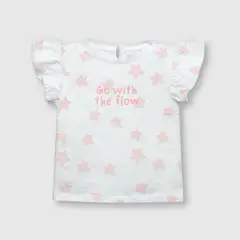 COLLOKY - Polera de bebé niña estampada blanca (3 a 36 meses)._