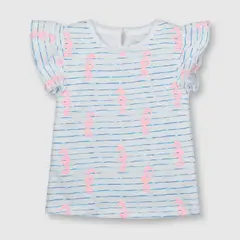 COLLOKY - Polera de bebé niña estampada blanca (3 a 36 meses)._