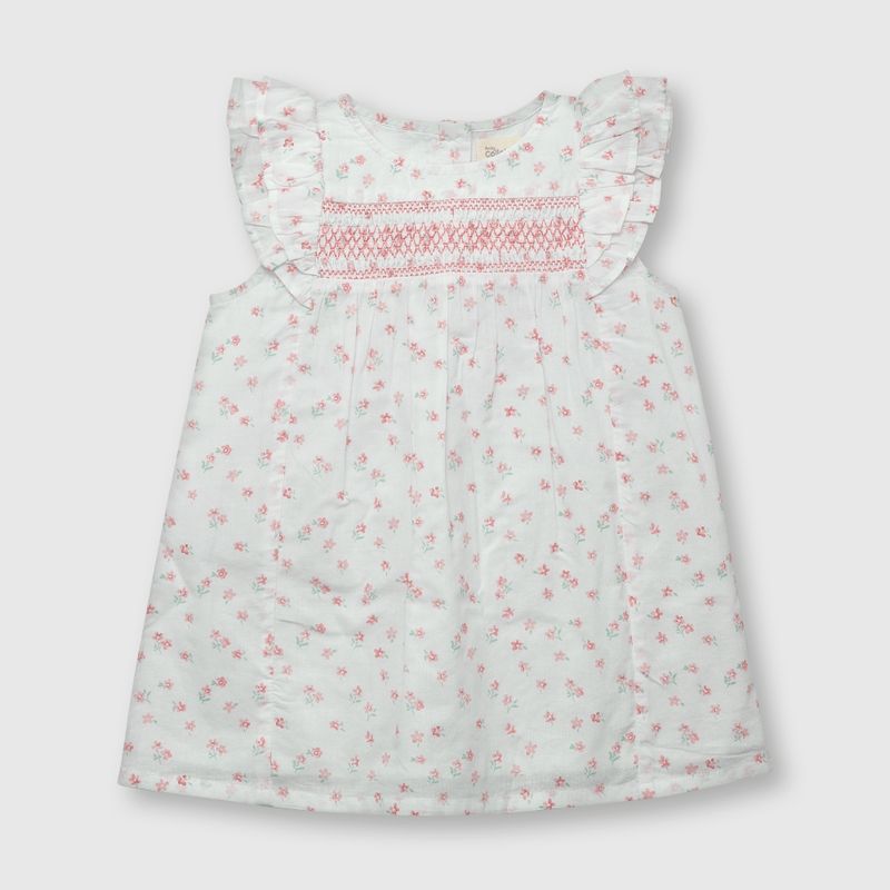 COLLOKY - Vestido de bebé niña con flores blanco (3 a 36 meses)