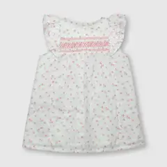 COLLOKY - Vestido de bebé niña con flores blanco (3 a 36 meses)