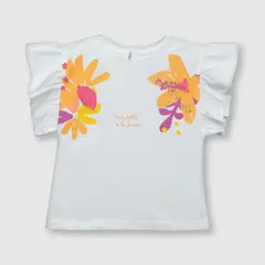 COLLOKY - Polera de bebé niña estampada blanca (3 a 36 meses)._