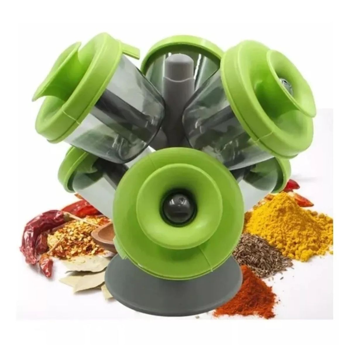 GENERICO - Especiero 6 Piezas Con Tapas Condimentero Organizador Rack