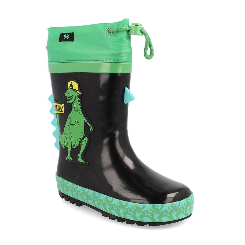 BUBBLE GUMMERS - BOTA DE AGUA NIÑO BUBBLEGUMMERS DINOSAUR NEGRO - VERDE 22-25