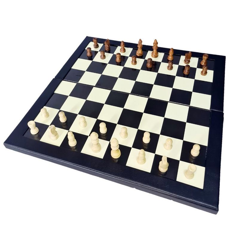 VADELL - Tablero De Ajedrez de Madera 39X39 Con Maletín de Ecocuero