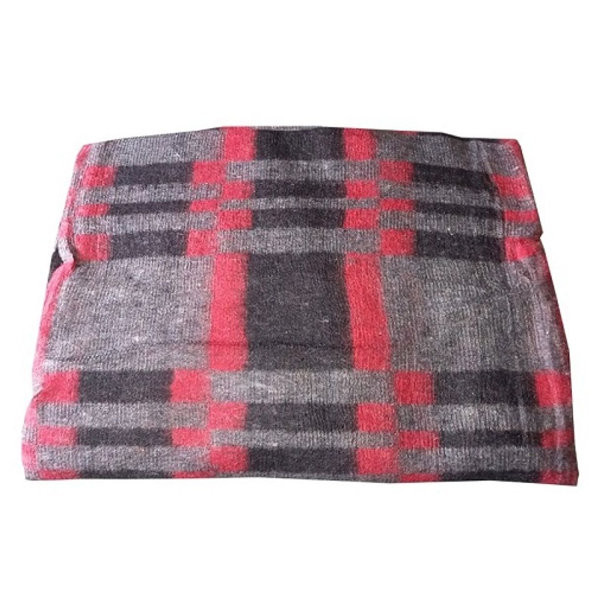 REHUCE - Frazada 2 plazas cuadrillé gris-rojo