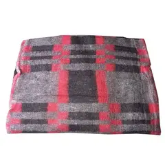 REHUCE - Frazada 2 plazas cuadrillé gris-rojo