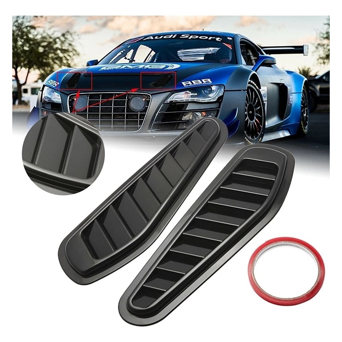 GENERICO - X2 Toma De Aire Adhesivo Capot Stiker Universal