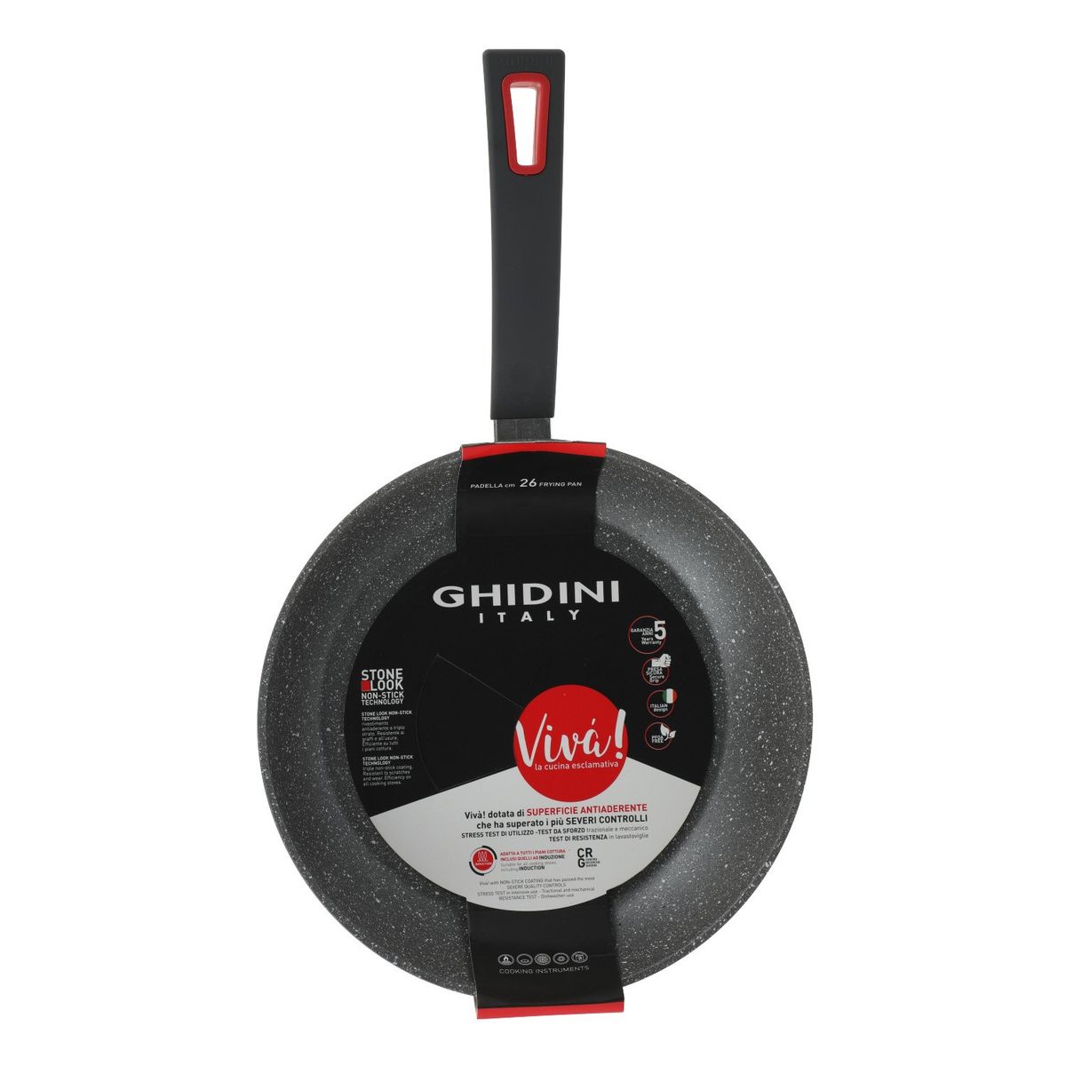 GHIDINI - Sarten 26cm Negro Antiadherente Viva
