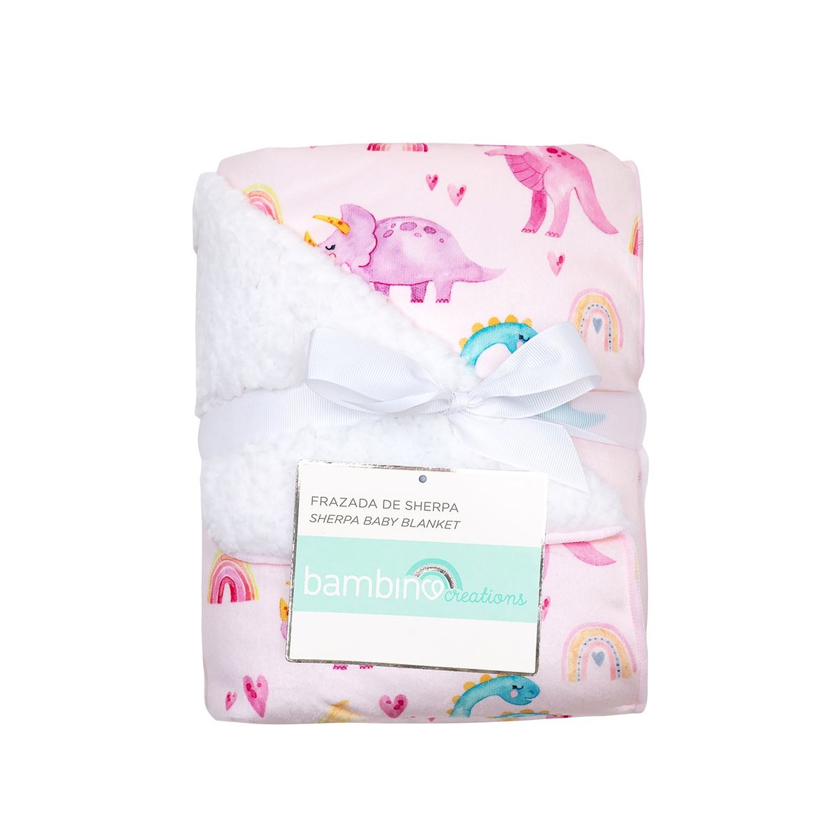 BAMBINO - Frazada De Sherpa Bambino  Dinosaurio Rosado