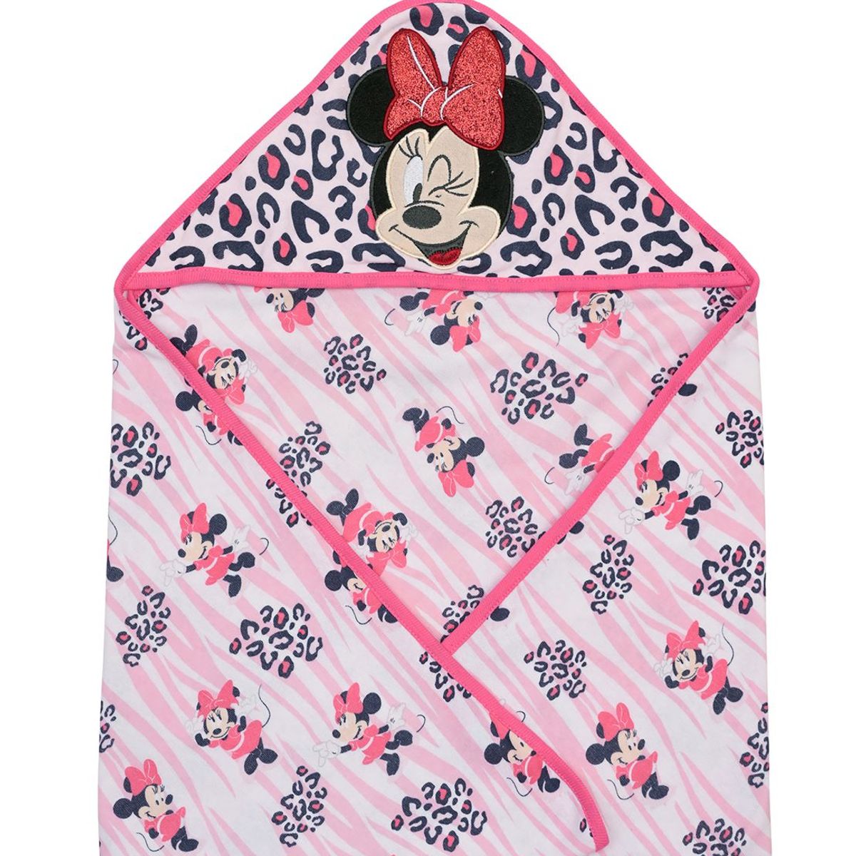 BAMBINO - Toalla Capucha Bambino  Minnie Animal Print Fucsia