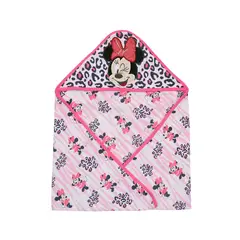BAMBINO - Toalla Capucha Minnie Animal Print Fucsia