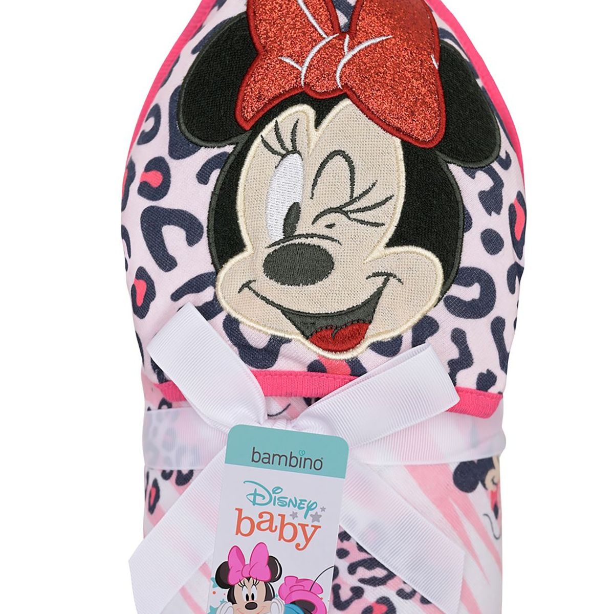 BAMBINO - Toalla Capucha Bambino  Minnie Animal Print Fucsia