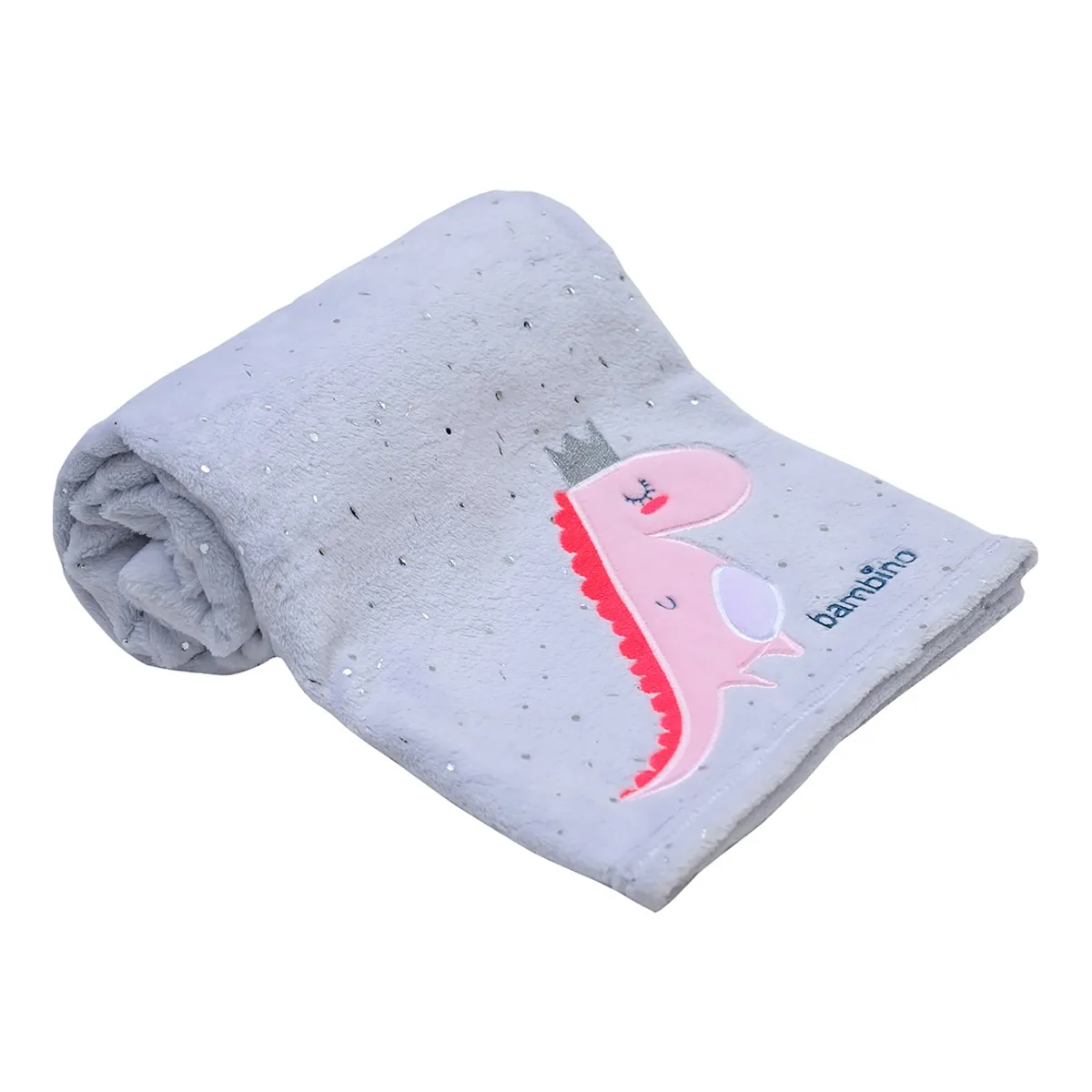 BAMBINO - Frazada De Coral Plush Bambino  Dinosaurio Gris