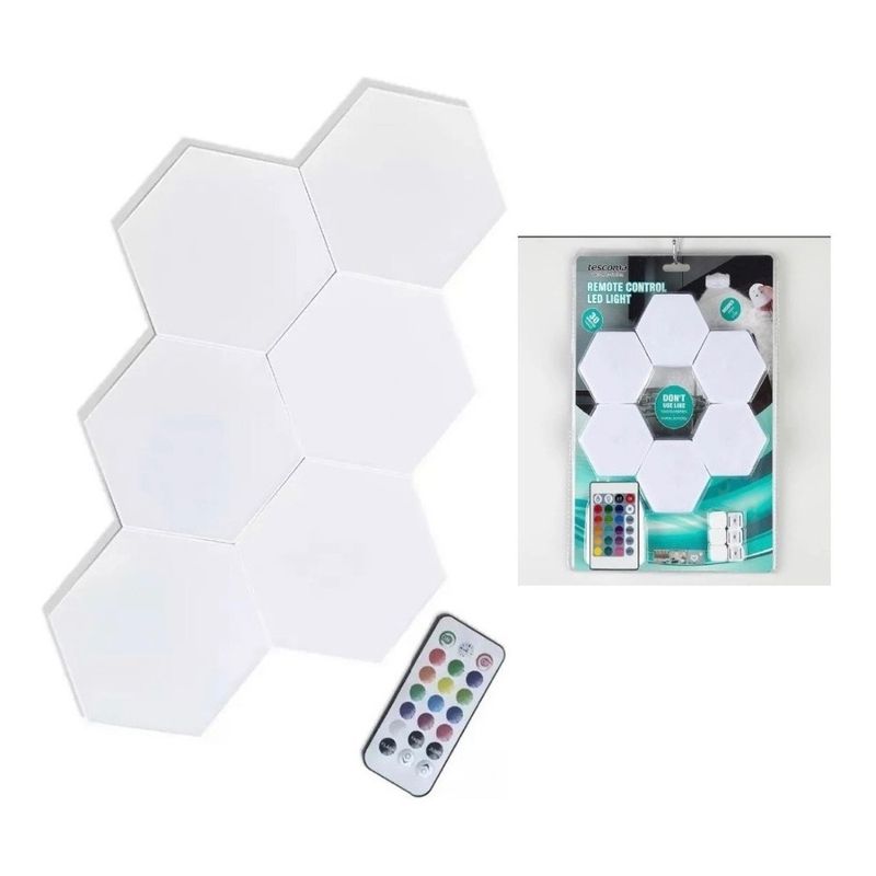 GENERICO - Set de 12 Luces Led Hexagonales Rgb Lamparas + Control