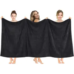 AMERICAN SOFT LINEN - Toallon Premium de Baño Negro 101x202 cm 650 gsm