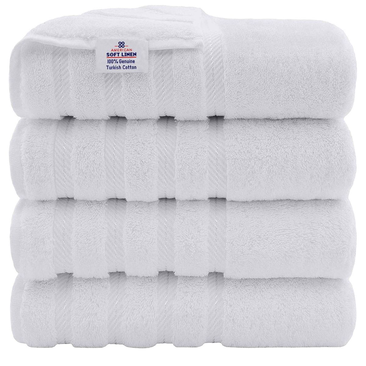 AMERICAN SOFT LINEN - Set de 4 Toallas Edison 100% Algodón Turco Blanco
