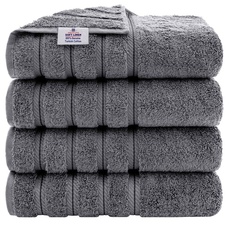 AMERICAN SOFT LINEN - Set de 4 Toallas Edison 100% Algodón Turco Gris