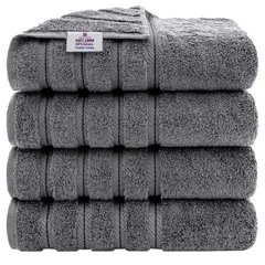 AMERICAN SOFT LINEN - Set de 4 Toallas Edison 100% Algodón Turco Gris