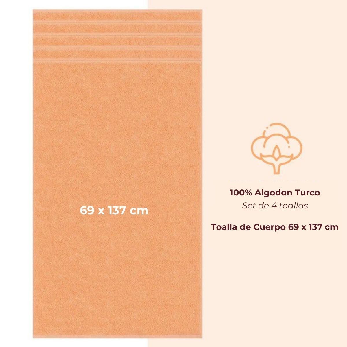 AMERICAN SOFT LINEN - Set de 4 Toallas Edison 100% Algodón Turco Malibu