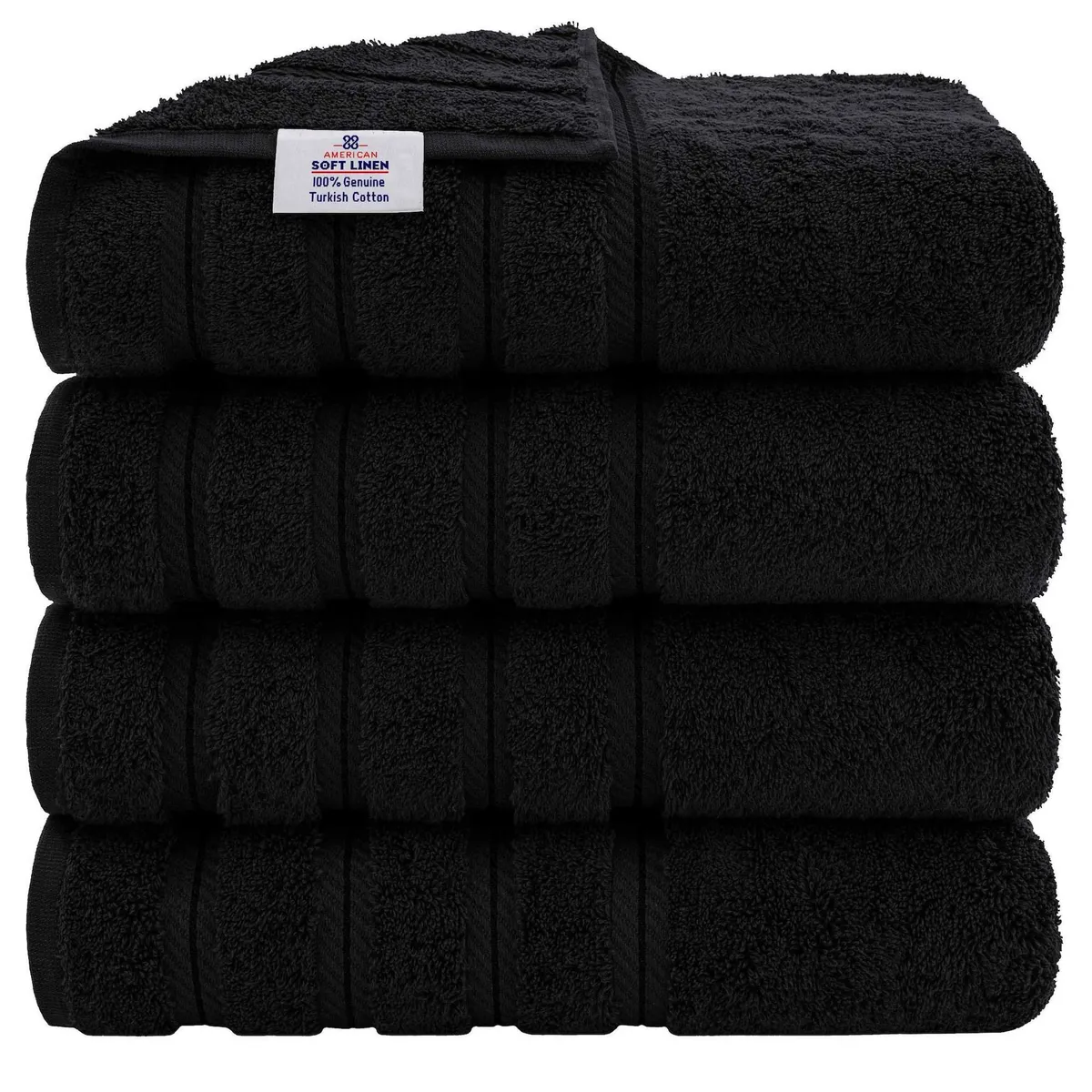 AMERICAN SOFT LINEN - Set de 4 Toallas Edison 100% Algodón Turco Negro
