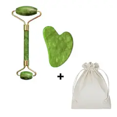 COSMETICA NATURAL NGEN - Rodillo Jade - Gua Sha - Saquito para guardarlos