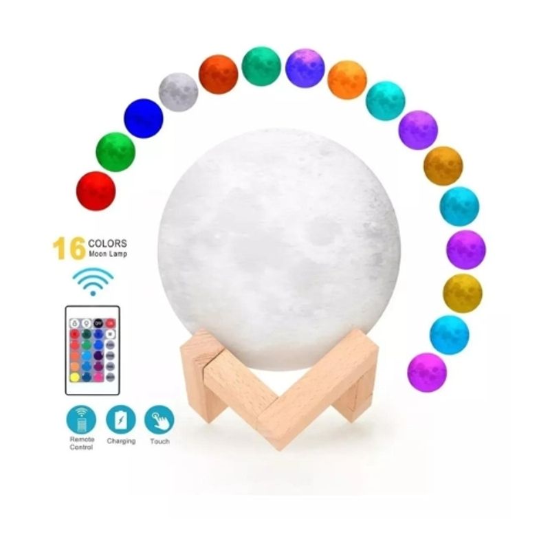GENERICO - Lámpara Luna 3d Colores Velador De Escritorio Mesa De Noche
