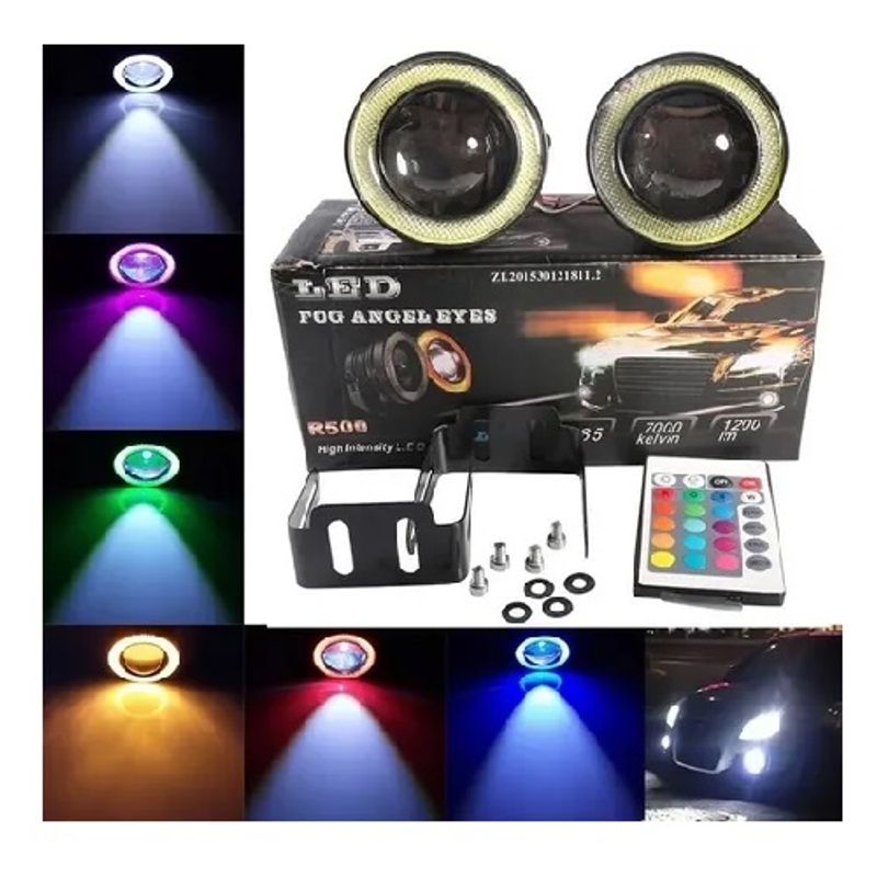 GENERICO - X2 Focos Neblineros Led Ojos De Ángel Rgb 89mm 223219