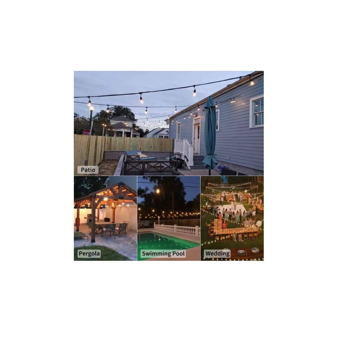 GENERICO - GUIRNALDA CON PANEL SOLAR Y CARGA USB 5 METROS ILUMINACIÓN EXTERIOR