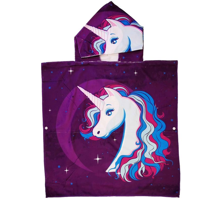 GENERICO - Toalla De Baño con Capucha para niña modelo Unicornio Media Noche