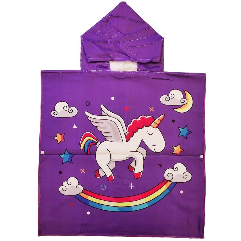 GENERICO - Toalla De Baño con Capucha para niña modelo Unicornio Violeta
