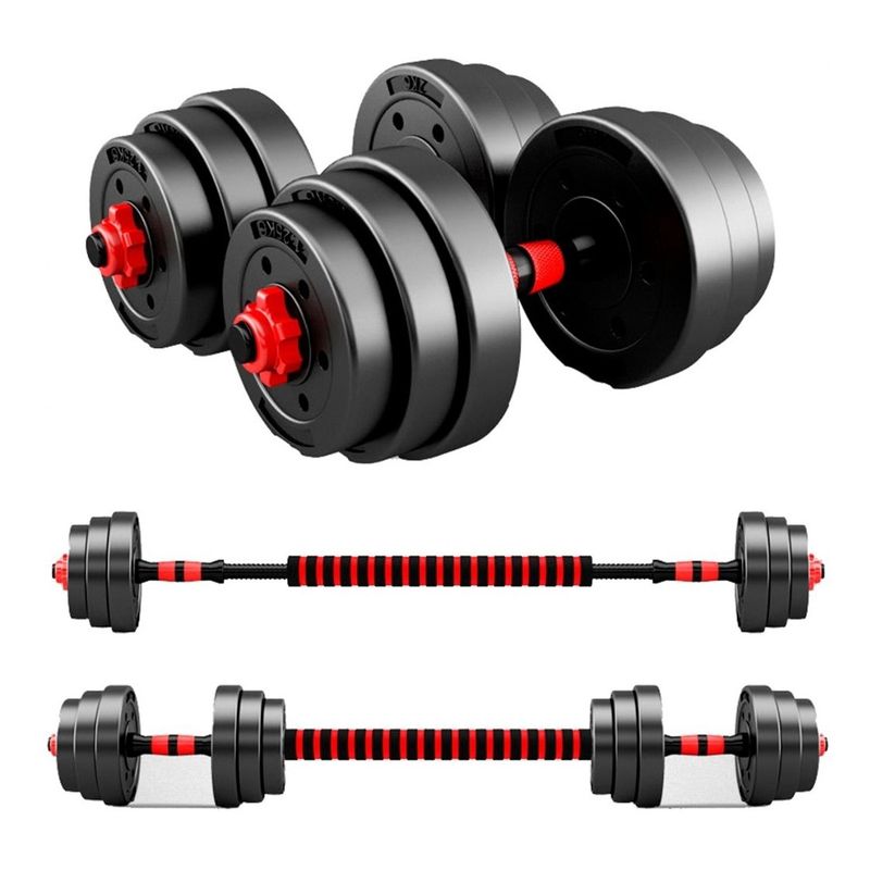 GENERICO - Set de Mancuernas Unibles 30kg Con Barra Extensión
