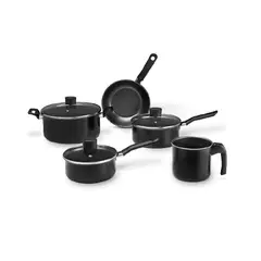 BRINOX - Juego De Ollas Negro Ebony 8 Piezas