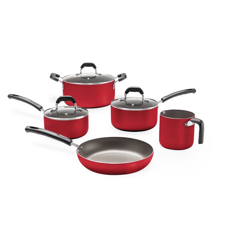BRINOX - Juego de Ollas 8 Piezas Brinox Saffron Rojo