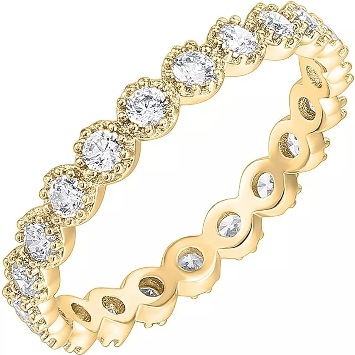 LUXURYJOYAS - Anillo Corona BañoOro18ktCircones Cúbicos Exclusivo
