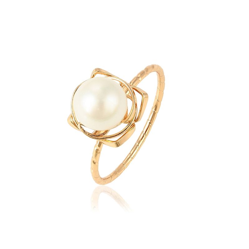 LUXURYJOYAS - Anillo Elegante Con Perla De Rio Toque De Oro 18kt
