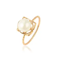 LUXURYJOYAS - Anillo Elegante Con Perla De Rio Toque De Oro 18kt