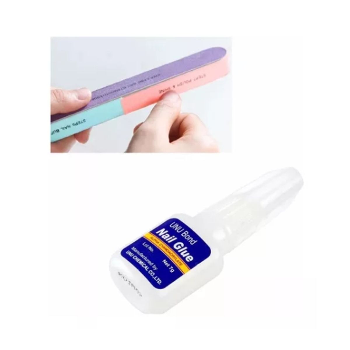 GENERICO - Pack Pegamento 10g Para Uñas Postizas Y Limas 7 Paso