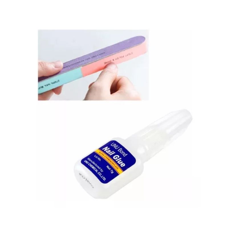 GENERICO - Pack Pegamento 10g Para Uñas Postizas Y Limas 7 Paso