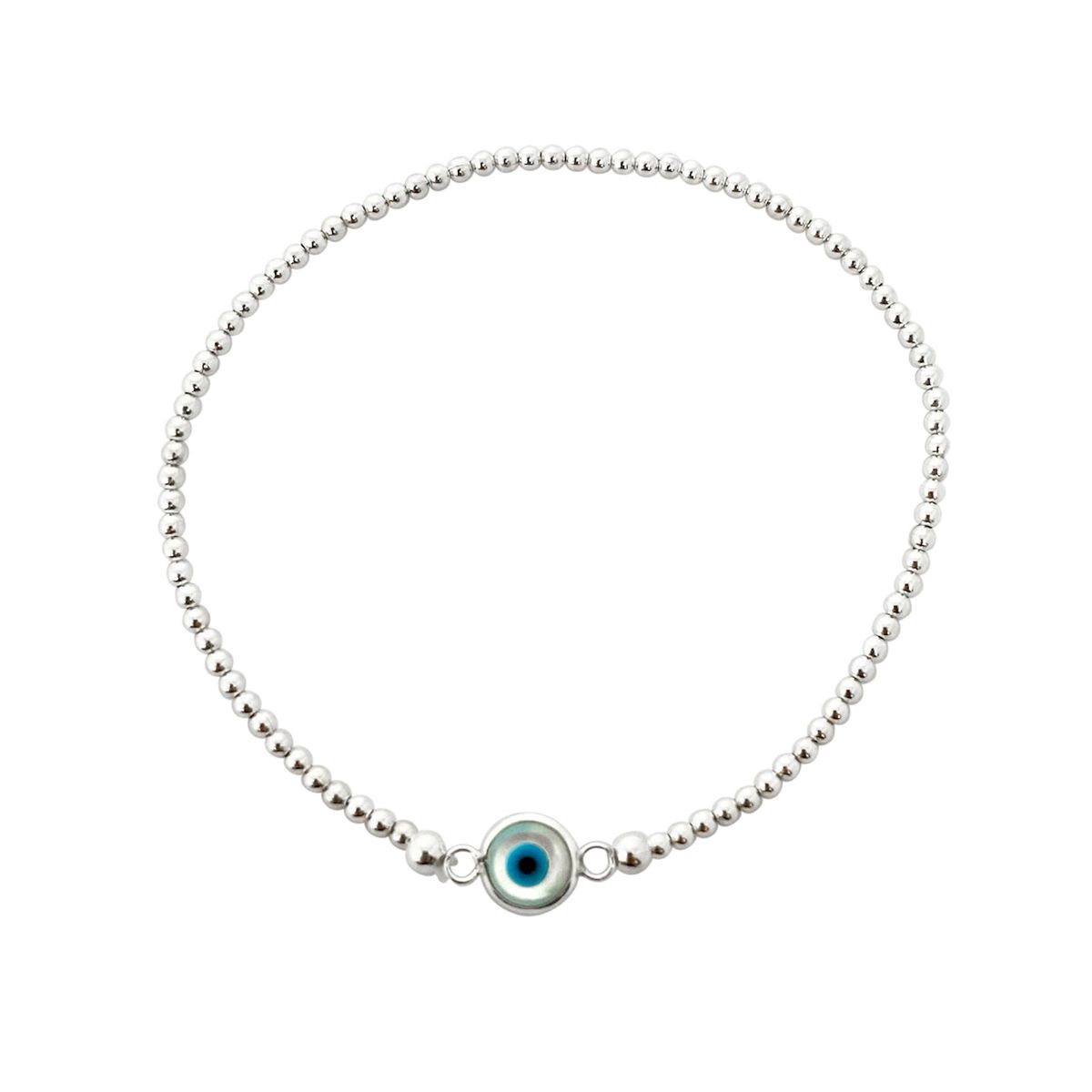 COGGIOLA - Pulsera Bolas Ojo Turco Nácar Plata Fina 925