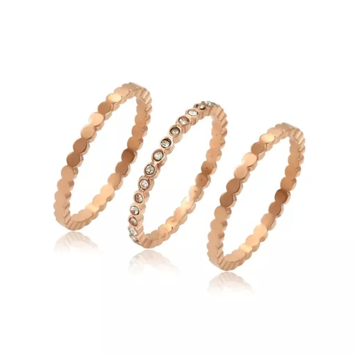 LUXURYJOYAS - Anillo Triple Baño Oro 18kt Circones Cúbicos Exclusivo